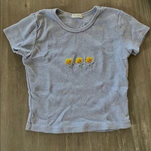 Brandy Melville Striped Flower Shirt